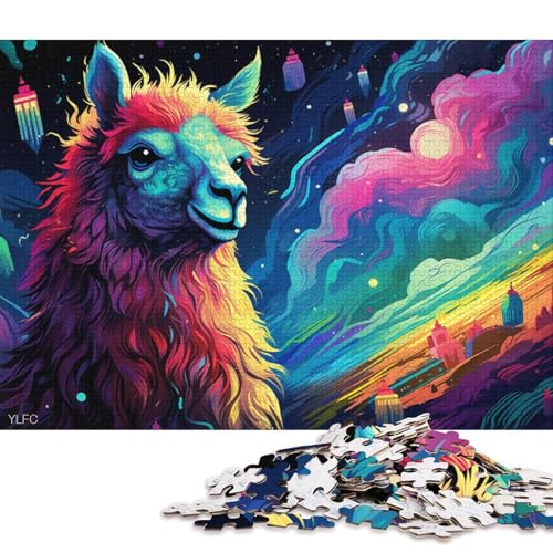 Puzzle für Erwachsene, Bunte Tiere, Alpaka, 1000-teiliges Puzzle, Kartonpuzzle, Puzzles für 12-Jährige, Spielzeug-Wanddekoration 38x26cm/1000 Teile von LiJianXXL