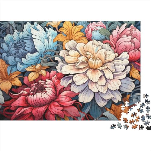 Puzzle für Erwachsene, Bunte künstlerische Blumen, 1000-teiliges Puzzle, Holzpuzzle für Erwachsene und Jugendliche ab 12 Jahren, Lernspiel, 50 x 75 cm von LiJianXXL