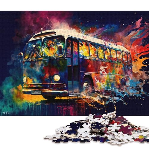 Puzzle für Erwachsene, Bunter Bus, 1000-teiliges Puzzle aus Karton, Puzzle für Kinder ab 12 Jahren, Lernspielzeug (Größe 38 * 26 cm) von LiJianXXL