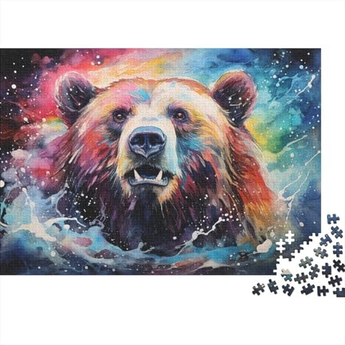 Puzzle für Erwachsene, Bunter Psychedelischer Bär, 1000-teiliges Puzzle, Holzpuzzle für Erwachsene und Jugendliche ab 12 Jahren, Lernspiel, 50 x 75 cm von LiJianXXL