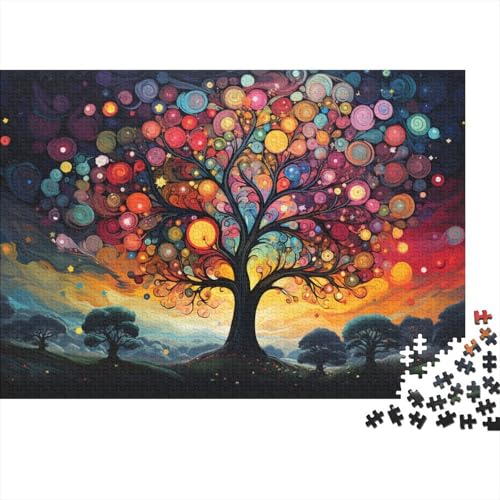 Puzzle für Erwachsene, Bunter Psychedelischer Baum und Planet, 1000 Teile, Puzzlespielzeug, Holzpuzzle, geeignet für Kinder ab 12 Jahren, anspruchsvolles Spiel, 50 x 75 cm von LiJianXXL