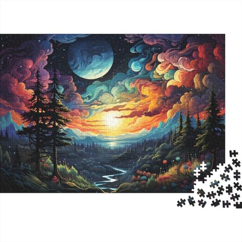 Puzzle für Erwachsene, Bunter Psychedelischer Dschungel, 1000-teiliges Puzzle für Erwachsene, Holzpuzzle für Erwachsene und Kinder, Lernspielzeug, 50 x 75 cm von LiJianXXL