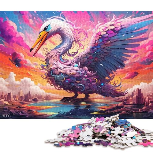 Puzzle für Erwachsene, Bunter Roboter-Schwan, 1000-teiliges Puzzle, Holzpuzzle, Puzzles für 12-Jährige, Spielzeug-Wanddekoration 75x50cm/1000 Teile von LiJianXXL