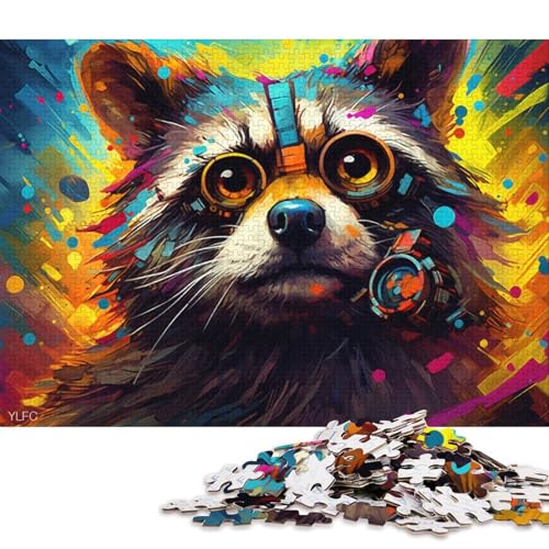 Puzzle für Erwachsene, Bunter Roboter-Waschbär, 1000-teiliges Puzzle, Kartonpuzzle für Erwachsene und Kinder ab 12 Jahren, entspannendes geistiges Lernspielzeug 38x26cm/1000 Teile von LiJianXXL