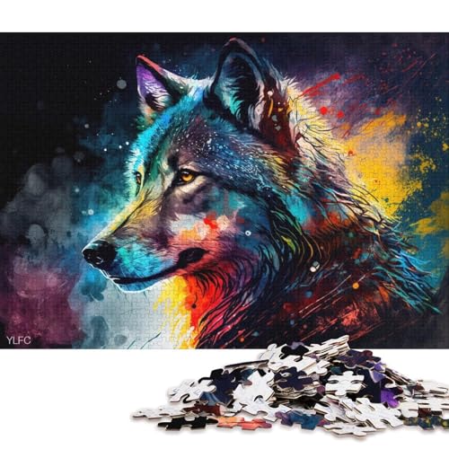 Puzzle für Erwachsene, Bunter Wolf, 1000-teiliges Puzzle, Holzpuzzle, geeignet für Erwachsene, Lernspiele, Heimdekorationspuzzle. (Größe 75 * 50 cm) von LiJianXXL