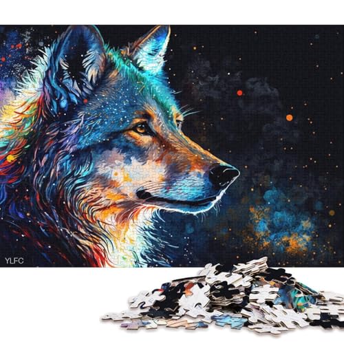 Puzzle für Erwachsene, Bunter Wolf, 1000-teiliges Puzzle, Holzpuzzle für Erwachsene und Kinder, Lernspiel (Größe 75 * 50 cm) von LiJianXXL