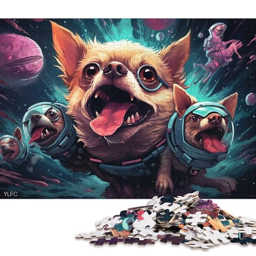 Puzzle für Erwachsene, Chihuahua im Weltraum, 1000-teiliges Puzzle, Kartonpuzzle, Puzzle für 12-Jährige, Spielzeug-Wanddekoration 38x26cm/1000 Teile von LiJianXXL