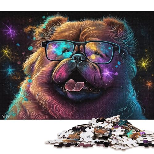 Puzzle für Erwachsene, Chow-Chow mit Brille, 1000-teiliges Puzzle aus Karton für Kinder ab 12 Jahren, Lernspielzeug (Größe 38 * 26 cm) von LiJianXXL