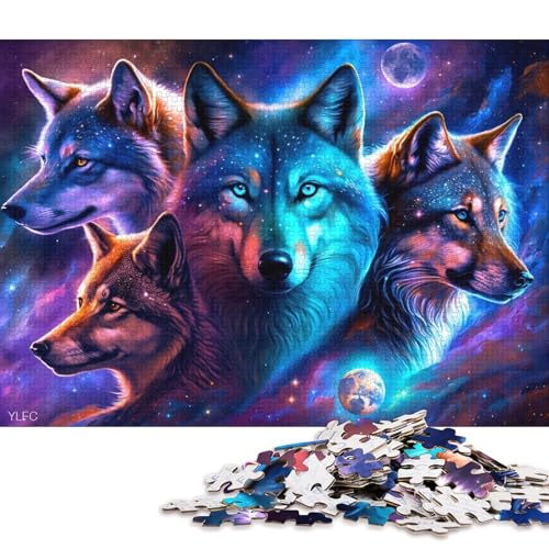 Puzzle für Erwachsene, Cosmic Art Wolf, 1000-teiliges Puzzle, Kartonpuzzle für Erwachsene und Kinder ab 12 Jahren, pädagogische Herausforderung (Größe 38 * 26 cm) von LiJianXXL