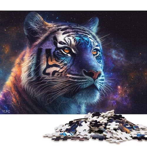 Puzzle für Erwachsene, Cosmic Galaxy Tiger, 1000-teiliges Puzzle, Holzpuzzle, geeignet für Erwachsene, Lernspiele, Heimdekorationspuzzle. (Größe 75 * 50 cm) von LiJianXXL