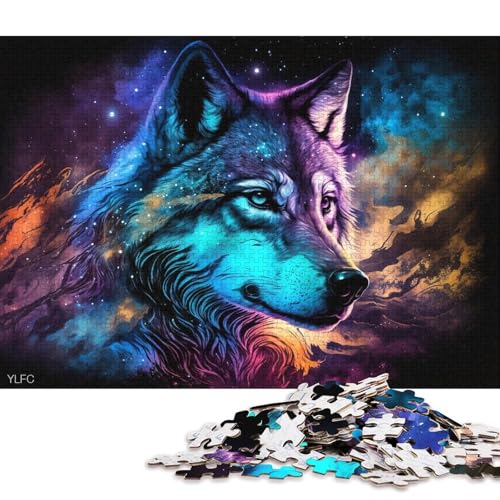 Puzzle für Erwachsene, Cosmic Galaxy Wolf, 1000-teiliges Puzzle, Kartonpuzzle für Kinder ab 12 Jahren, Lernspielzeug (Größe 38 * 26 cm) von LiJianXXL