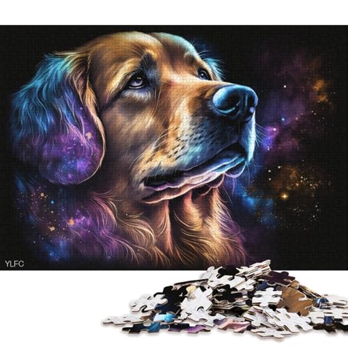 Puzzle für Erwachsene, Cosmic Golden Retriever, 1000-teiliges Puzzle, Kartonpuzzle, geeignet für Erwachsene, Lernspiele, Heimdekorationspuzzle. (Größe 38 * 26 cm) von LiJianXXL