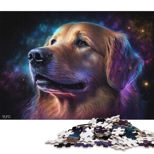 Puzzle für Erwachsene, Cosmic Golden Retriever, 1000-teiliges Puzzle, Kartonpuzzle für Erwachsene und Kinder, Lernspiel (Größe 38 * 26 cm) von LiJianXXL