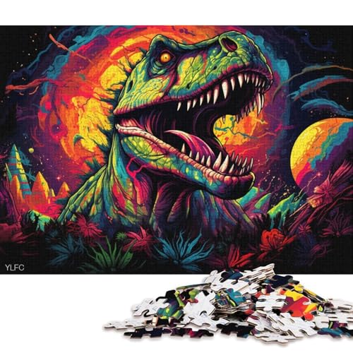 Puzzle für Erwachsene, Dinosaurier im Weltraum, 1000-teiliges Puzzle, Kartonpuzzle, Puzzle für 12-Jährige, Spielzeug-Wanddekoration 38x26cm/1000 Teile von LiJianXXL