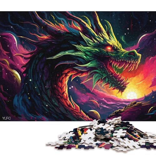 Puzzle für Erwachsene, Drache im Weltraum, 1000-teiliges Puzzle, Kartonpuzzle, Puzzle für 12-Jährige, Spielzeug-Wanddekoration 38x26cm/1000 Teile von LiJianXXL