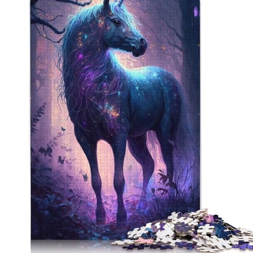 Puzzle für Erwachsene, Einhorn, Blumen-Galaxie, 1000 Teile, Puzzle für Erwachsene, Geschenke, Papppuzzle für Kinder ab 12 Jahren, Lernspiel, Herausforderungsspielzeug (Größe 38 * 26 cm) von LiJianXXL