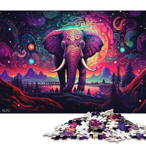 Puzzle für Erwachsene, Elefanten im Weltraum, 1000-teiliges Puzzle, Kartonpuzzle, Puzzle für 12-Jährige, Spielzeug-Wanddekoration 38x26cm/1000 Teile von LiJianXXL