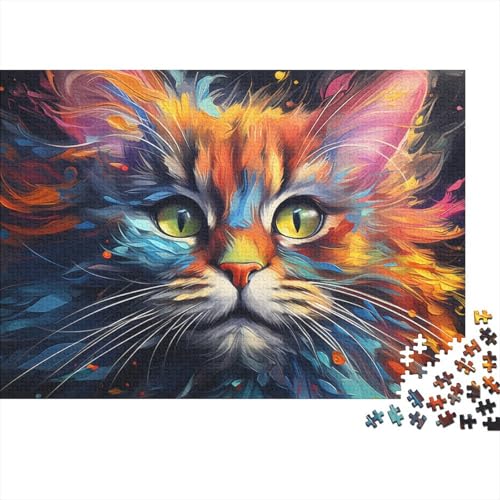 Puzzle für Erwachsene, Fantasie, Bunte Katzenkunst, 1000-teiliges Puzzle, Holzpuzzle für Erwachsene und Kinder ab 12 Jahren, Lernpuzzle, Familienspiel, 50 x 75 cm von LiJianXXL