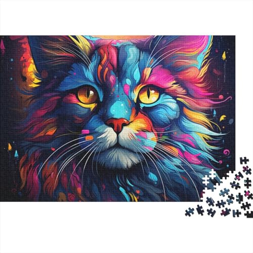 Puzzle für Erwachsene, Fantasie-Farbkatze, Puzzle 1000 Teile, Holzpuzzle für Erwachsene und Kinder ab 12 Jahren, tolles Geschenk für Erwachsene, 50 x 75 cm von LiJianXXL