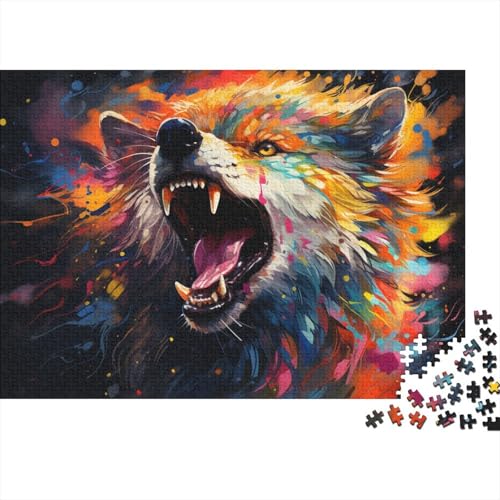 Puzzle für Erwachsene, Fantasie-Farbmalerei, Wolf, 1000-teiliges Puzzle, Holzpuzzle für Erwachsene und Kinder, interessantes Puzzle zur Stressreduzierung, 50 x 75 cm von LiJianXXL