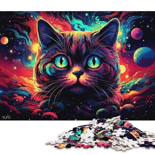 Puzzle für Erwachsene, Fantasie-Katze, 1000-teiliges Puzzle, Holzpuzzle, Puzzles für 12-Jährige, Spielzeug-Wanddekoration 75x50cm/1000 Teile von LiJianXXL