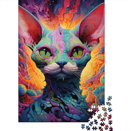 Puzzle für Erwachsene, Fantasie-Puzzle mit bunten Katzen, 1000 Teile, Holzpuzzle für Erwachsene und Kinder ab 12 Jahren, Spielzeug, Denkspiel (Größe 75 x 50 cm) von LiJianXXL