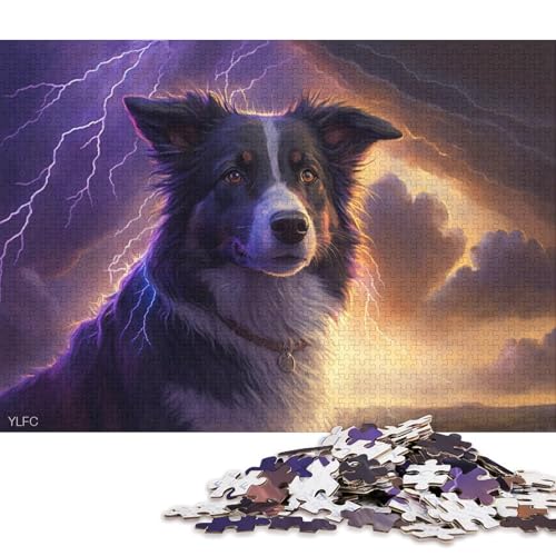 Puzzle für Erwachsene, Fantasy Art Border Collie, 1000-teiliges Puzzle für Erwachsene, Kartonpuzzle für Erwachsene, Geschenke für Erwachsene, Heimdekoration, Puzzlespielzeug 38x26cm/1000 Teile von LiJianXXL