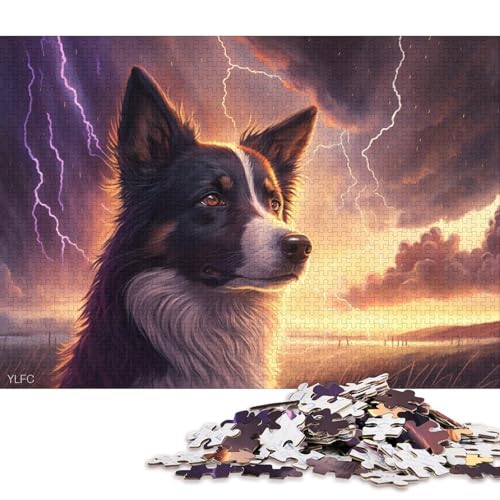 Puzzle für Erwachsene, Fantasy-Kunst, Border Collie, 1000-teiliges Puzzle, Holzpuzzle für Erwachsene, Geschenke, Herausforderung für die Familie 75x50cm/1000 Teile von LiJianXXL