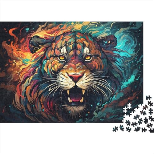 Puzzle für Erwachsene, Geheimnisvoller bunter Tiger, 1000-teiliges Puzzle für Erwachsene, Holzpuzzle für Erwachsene und Kinder ab 12 Jahren, Puzzle, auffälliges Design, 50 x 75 cm von LiJianXXL