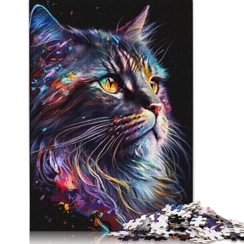 Puzzle für Erwachsene, Graffiti-Tierkatze, 1000-teiliges Puzzle, Kartonpuzzle für Erwachsene und Kinder ab 12 Jahren, Familienspiele, 38 x 26 cm von LiJianXXL