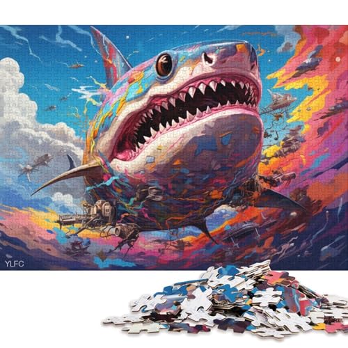 Puzzle für Erwachsene, Hai-Roboter-Tier, 1000-teiliges Puzzle, Kartonpuzzle für Erwachsene und Kinder ab 12 Jahren, entspannendes geistiges Lernspielzeug 38x26cm/1000 Teile von LiJianXXL