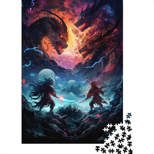 Puzzle für Erwachsene, Kampf zwischen Ninjas, 1000-teiliges Puzzle, Holzpuzzle für Erwachsene und Kinder ab 12 Jahren, Spielzeug, Denkspiel (Größe 75 x 50 cm) von LiJianXXL