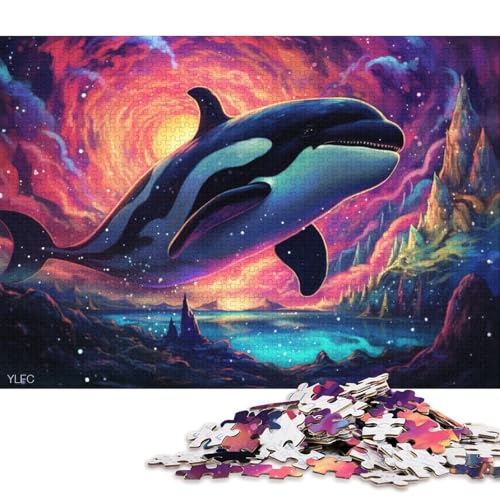 Puzzle für Erwachsene, Killerwale im Weltraum, 1000-teiliges Puzzle, Kartonpuzzle, Puzzle für 12-Jährige, Spielzeug-Wanddekoration 38x26cm/1000 Teile von LiJianXXL