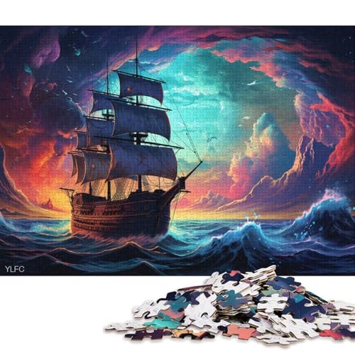 Puzzle für Erwachsene, Kunst, Piratenschiff, 1000-teiliges Puzzle, Kartonpuzzle, Puzzles für 12-Jährige, Spielzeug-Wanddekoration 38x26cm/1000 Teile von LiJianXXL