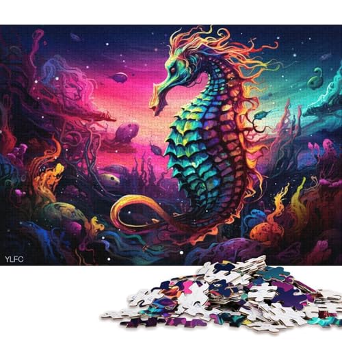 Puzzle für Erwachsene, Kunst-Seepferdchen, 1000-teiliges Puzzle, Kartonpuzzle, Puzzles für 12-Jährige, Spielzeug-Wanddekoration 38x26cm/1000 Teile von LiJianXXL