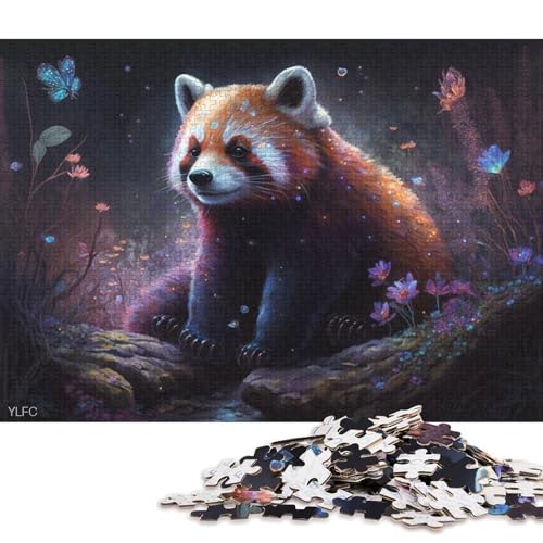 Puzzle für Erwachsene, Magischer Roter Panda, 1000-teiliges Puzzle, Holzpuzzle für Erwachsene und Kinder ab 12 Jahren, entspannendes, intellektuelles Lernspielzeug 75x50cm/1000 Teile von LiJianXXL