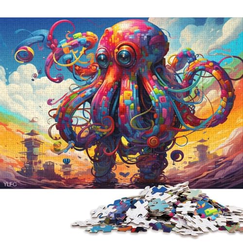 Puzzle für Erwachsene, Oktopus, Roboter, Tier, 1000-teiliges Puzzle, Holzpuzzle, Puzzles für 12-Jährige, Spielzeug-Wanddekoration 75x50cm/1000 Teile von LiJianXXL