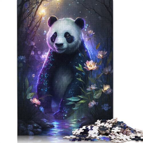 Puzzle für Erwachsene, Panda-Blumen-Galaxie, 1000-teiliges Puzzle, Kartonpuzzle für Kinder ab 12 Jahren, Lernspielzeug (Größe 38 * 26 cm) von LiJianXXL