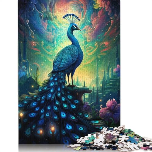 Puzzle für Erwachsene, Pfau im Weltraum, 1000-teiliges Puzzle, Holzpuzzle für Erwachsene und Jugendliche ab 12 Jahren, lustige Spiele für die ganze Familie, 75 x 50 cm von LiJianXXL