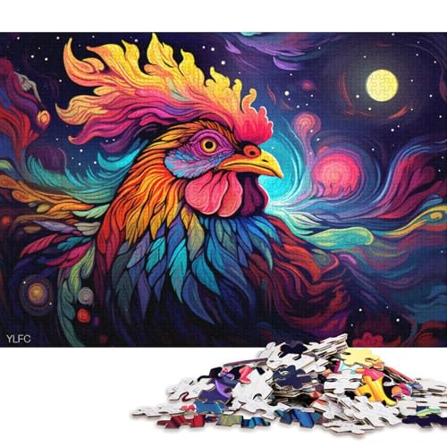 Puzzle für Erwachsene, Psychedelic Art Rooster, 1000-teiliges Puzzle, Kartonpuzzle, Puzzles für 12-Jährige, Spielzeug-Wanddekoration 38x26cm/1000 Teile von LiJianXXL