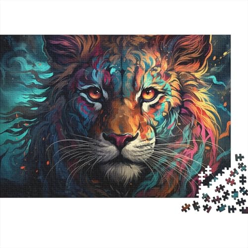 Puzzle für Erwachsene, Psychedelische, Bunte Tiere, Puzzle 1000 Teile für Erwachsene, Holzpuzzle für Kinder ab 12 Jahren, zur Heimdekoration, 50 x 75 cm von LiJianXXL