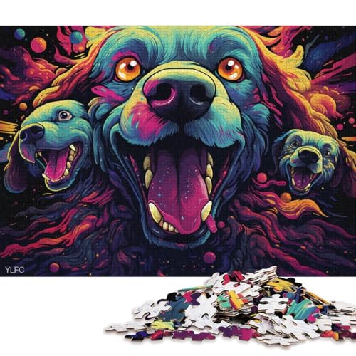 Puzzle für Erwachsene, Pudelkunst, 1000-teiliges Puzzle, Kartonpuzzle, Puzzle für 12-Jährige, Spielzeug-Wanddekoration 38x26cm/1000 Teile von LiJianXXL