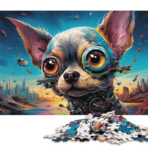 Puzzle für Erwachsene, Roboter, Farbe, Chihuahua, 1000-teiliges Puzzle für Erwachsene, Holzpuzzle für Erwachsene, Familienlernen, pädagogisches Puzzle 75x50cm/1000 Teile von LiJianXXL