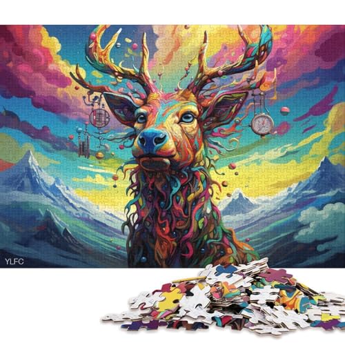 Puzzle für Erwachsene, Roboter, bunter Hirsch, 1000-teiliges Puzzle, Holzpuzzle, Puzzles für 12-Jährige, Spielzeug-Wanddekoration 75x50cm/1000 Teile von LiJianXXL