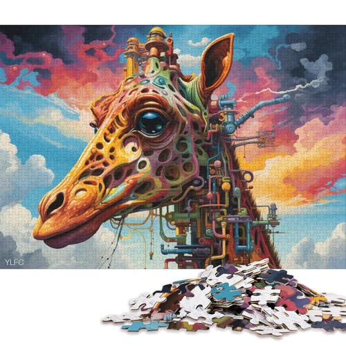 Puzzle für Erwachsene, Roboter-Giraffe-Kunst, 1000-teiliges Puzzle, Kartonpuzzle, Puzzles für 12-Jährige, Spielzeug-Wanddekoration 38x26cm/1000 Teile von LiJianXXL