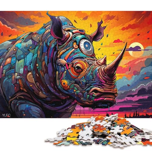 Puzzle für Erwachsene, Roboter-Nashorn, 1000-teiliges Puzzle, Holzpuzzle, Puzzles für 12-Jährige, Spielzeug-Wanddekoration 75x50cm/1000 Teile von LiJianXXL