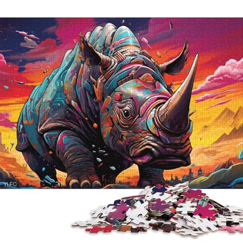 Puzzle für Erwachsene, Roboter-Nashorn, 1000-teiliges Puzzle, Holzpuzzle für Erwachsene und Kinder ab 12 Jahren, entspannendes geistiges Lernspielzeug 75x50cm/1000 Teile von LiJianXXL