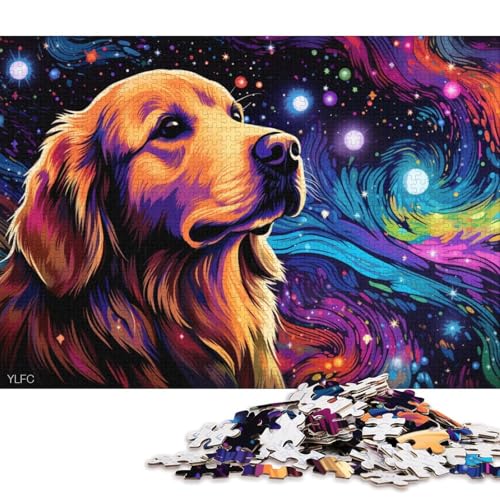 Puzzle für Erwachsene, Tier-Golden Retriever, 1000-teiliges Puzzle, Holzpuzzle, Puzzles für 12-Jährige, Spielzeug-Wanddekoration 75x50cm/1000 Teile von LiJianXXL