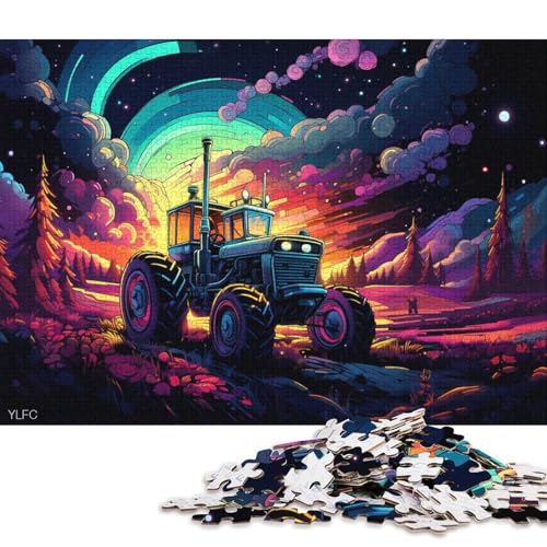 Puzzle für Erwachsene, Traktor im Weltraum, 1000-teiliges Puzzle, Kartonpuzzle für Erwachsene und Kinder ab 12 Jahren, entspannendes, geistiges und pädagogisches Spielzeug 38x26cm/1000 Teile von LiJianXXL