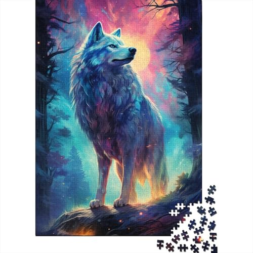 Puzzle für Erwachsene, Wolf, bunt, 1000 Teile, Puzzle, Holzpuzzle, Puzzle für 12-Jährige, tolles Geschenk für Erwachsene (Größe 75 x 50 cm) von LiJianXXL